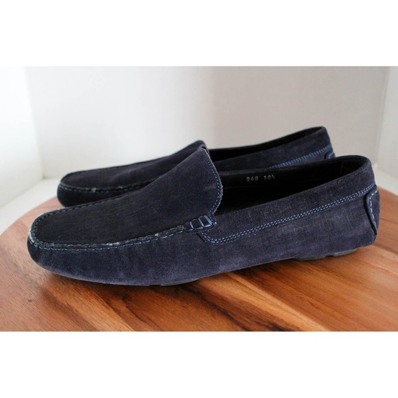 To Boot New York Adam Derrick Shoes Mens 10.5 Blue Suede Leather Slip On Loafers - Picture 1 of 10